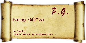 Patay Géza névjegykártya